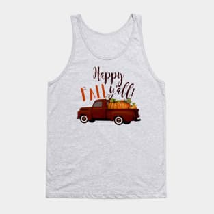 Happy Fall Y'all! Vintage Truck with Pumpkins Tank Top